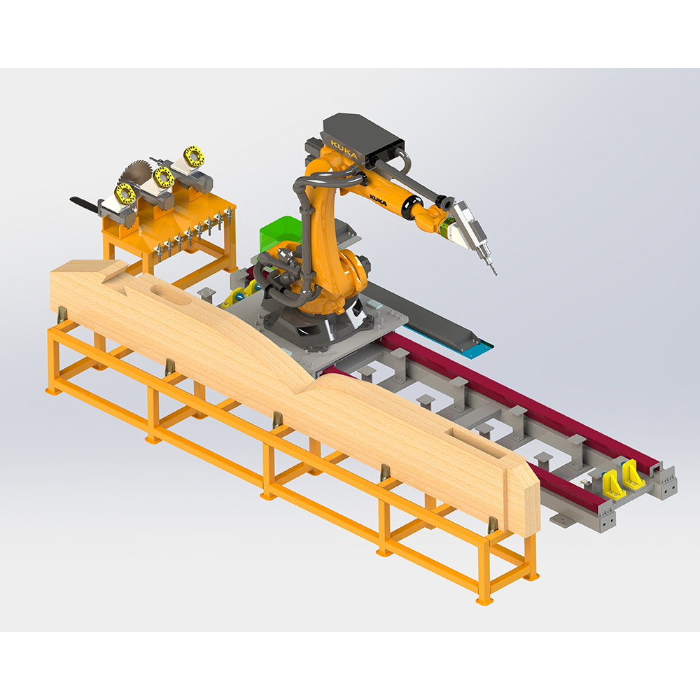 Ancient wooden architecture Large woodworking carving Milling Wood material processing robot