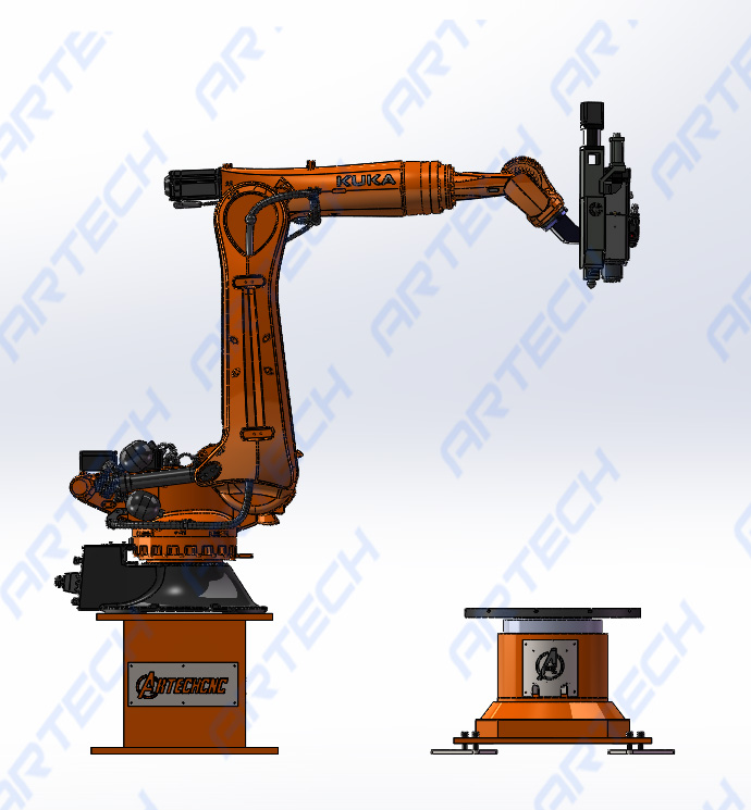 New 7 Axis KUKA210 Robotic Milling System For Marble Granite Engraving With Rotary Table