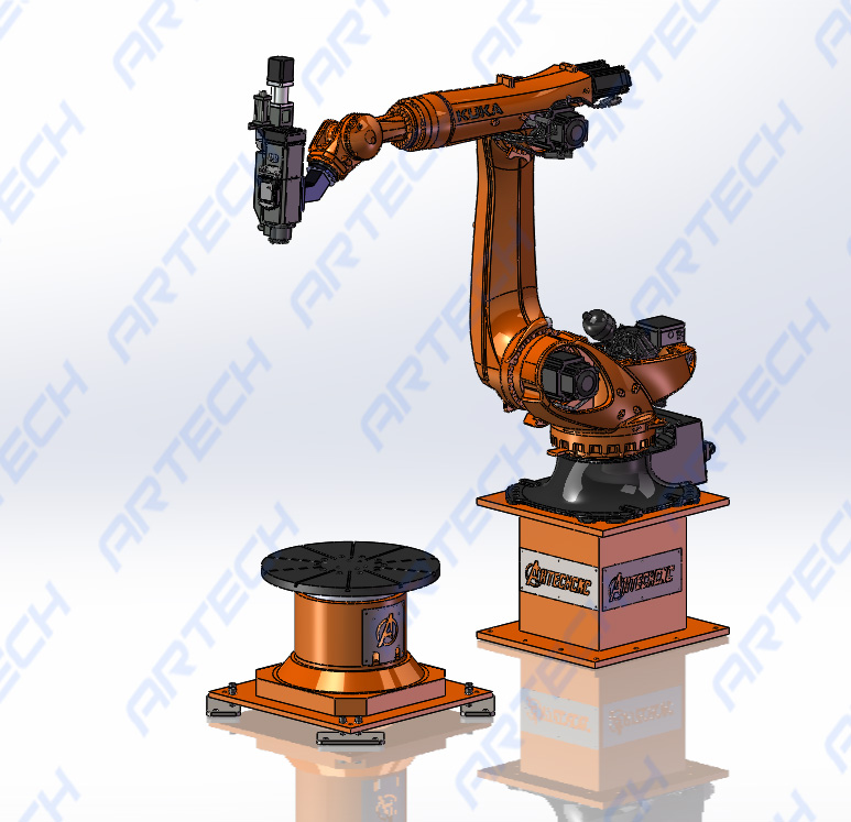 New 7 Axis KUKA210 Robotic Milling System For Marble Granite Engraving With Rotary Table